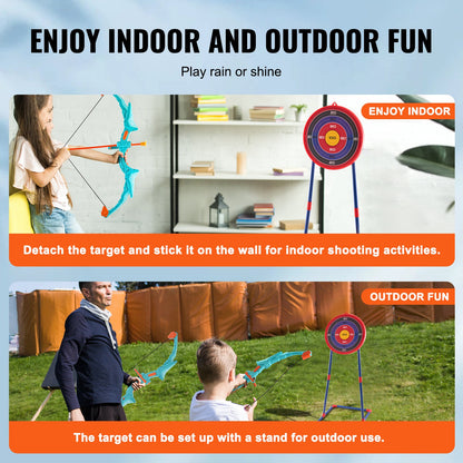 VEVOR Bow and Arrow Set for Kids, LED Light Up Archery Set with 10 Suction Cup Arrows,