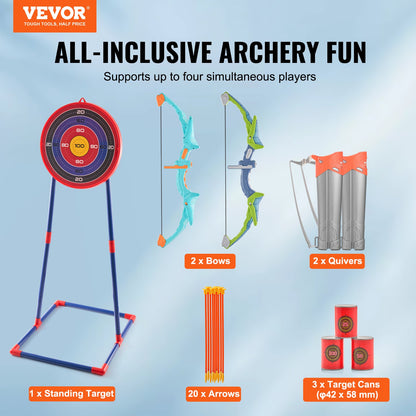 VEVOR Bow and Arrow Set for Kids, 2 Pack LED Light Up Archery Set with 20 Suction