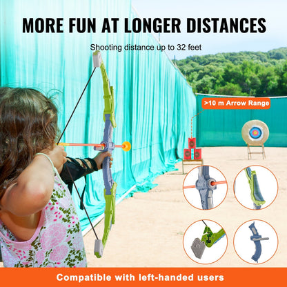 LED Archery Set for Kids: 2 Bows, 20 Suction Arrows, Target & Quivers