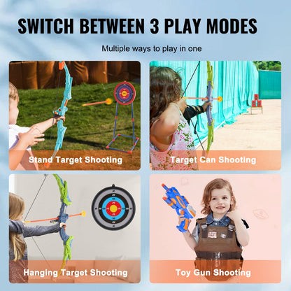 Kids LED Archery Set: 2 Bows, 20 Suction Arrows, Target & More - Ages 6+