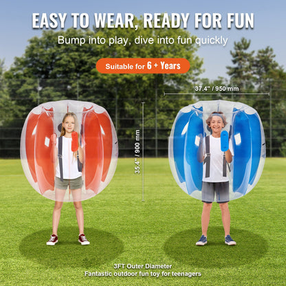 VEVOR Inflatable Bumper Balls 2-Pack , 3FT/0.9M Body Sumo Zorb Balls for Kids &