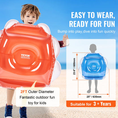 VEVOR Inflatable Bumper Balls 2-Pack, 2FT/0.6M Body Sumo Zorb Balls for Kids, Durable