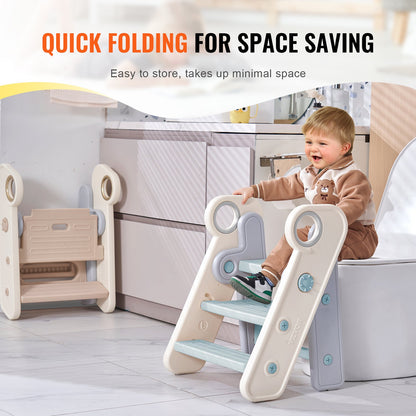 VEVOR Toddler Step Stool, Adjustable 3 Step to 2-Step Kids Kitchen Stool Helper,