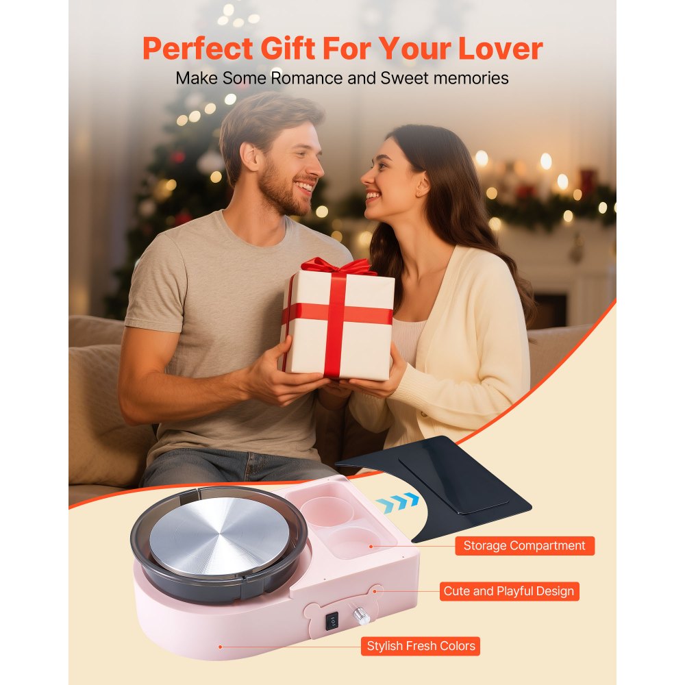 Mini Pottery Wheel Electric Clay Wheel for Kids and Adults 158 mm Pink