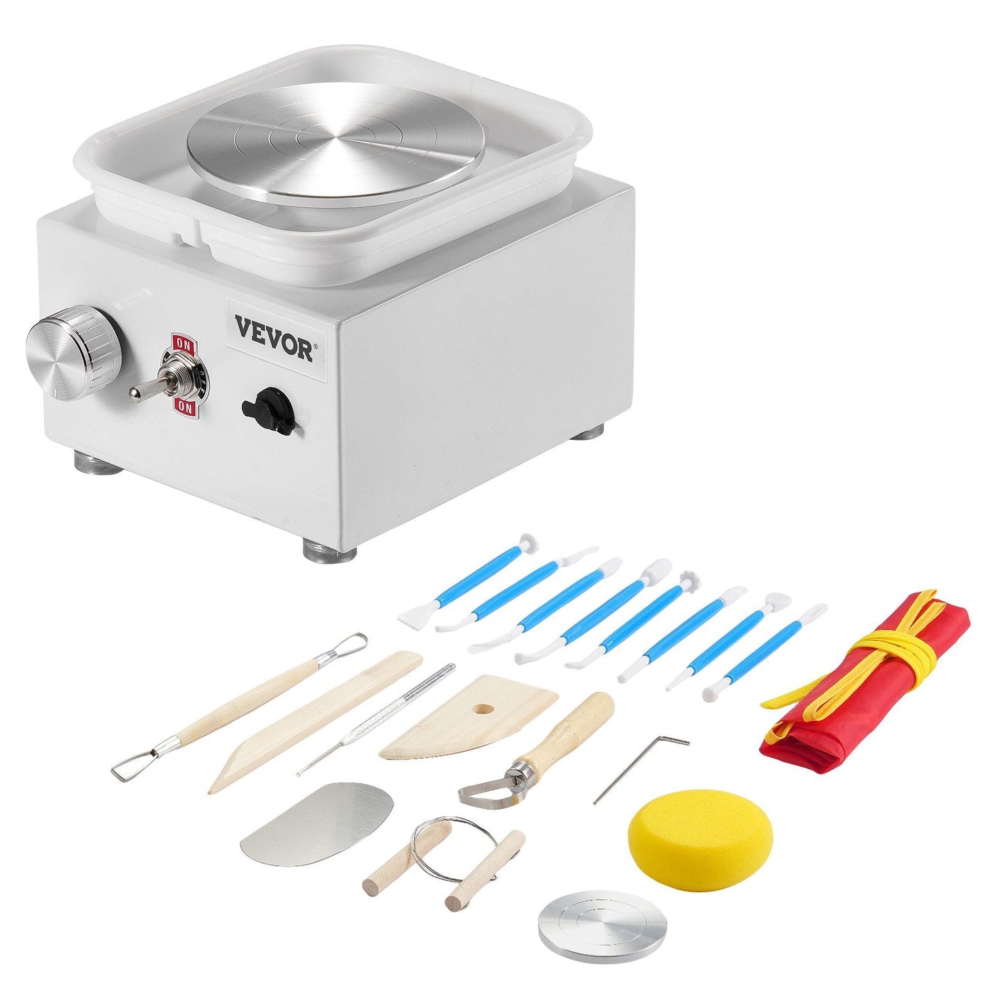 Compact Electric Pottery Wheel, 0-320 RPM, 10 cm Wheel, White, 1 kg Capacity