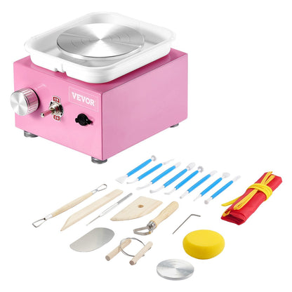 Pink Mini Electric Pottery Wheel, 30W, 0-320 RPM, Ideal for Parent-Child Activities