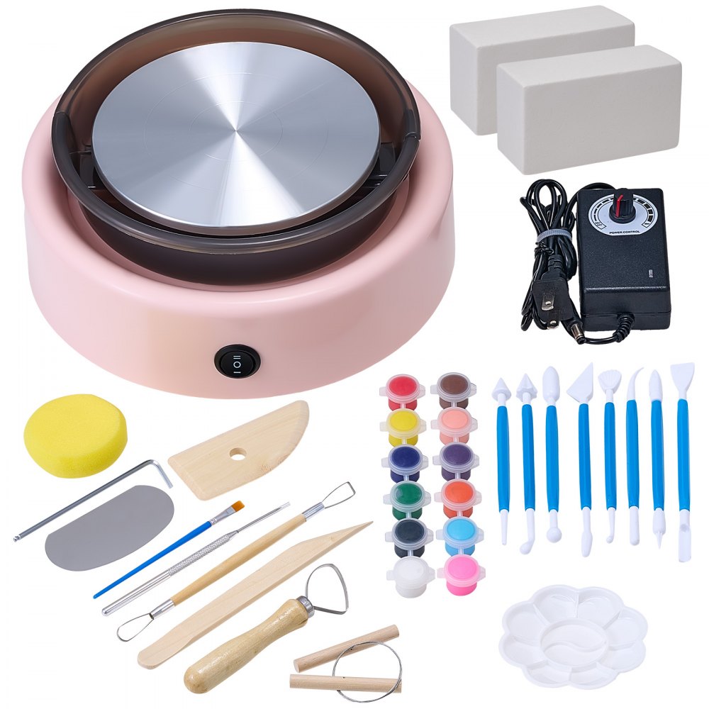 Mini Pottery Wheel Electric Clay Wheel for Kids 158 mm Turntable Pink