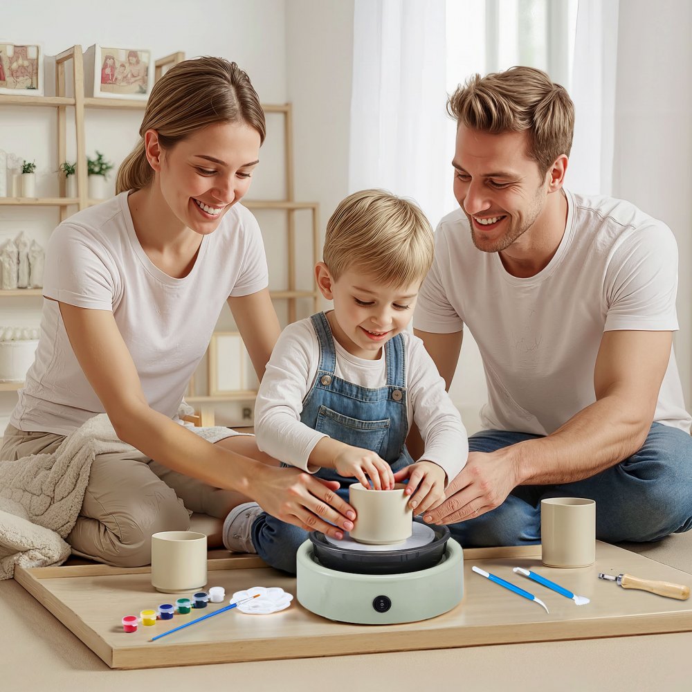 Mini Pottery Wheel Electric Clay Wheel for Kids 158 mm Turntable Green