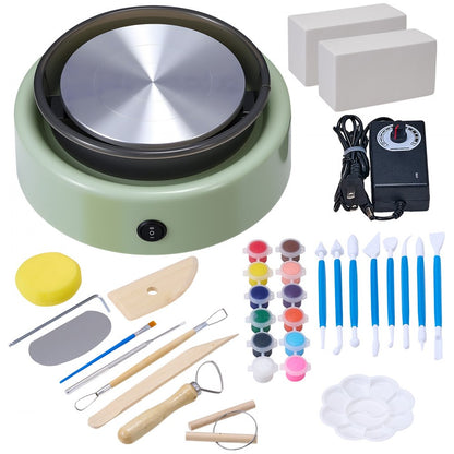 Mini Pottery Wheel Electric Clay Wheel for Kids 158 mm Turntable Green