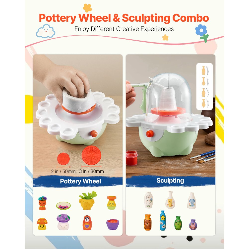 Mini Pottery Wheel Electric Clay Wheel for Kids 50 mm and 80 mm Turntables