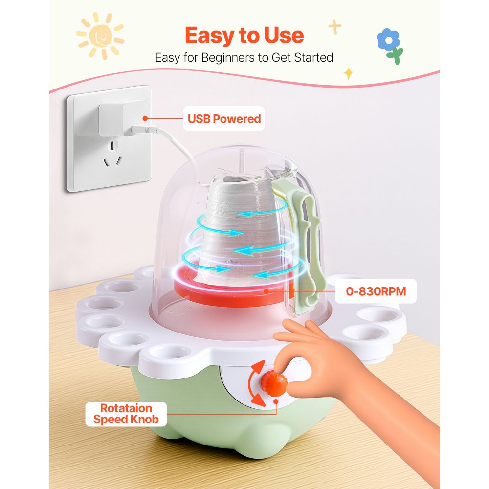 Mini Pottery Wheel Electric Clay Wheel for Kids 50 mm and 80 mm Turntables