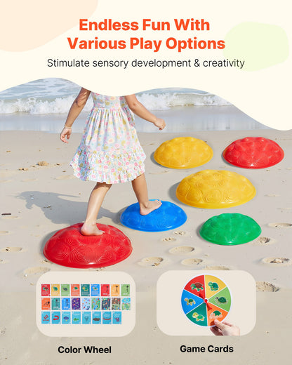 Turtle Balance Stepping Stones, 6 PCS, Up to 100 kg Kids Turtle Jumping Stones Steps Stones, Toddler Obstacle Course Coordination Game Toys Indoor or Outdoor Play for Children Aged 3 4 5 6 7 8+