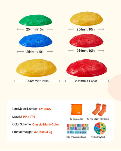 Turtle Balance Stepping Stones, 6 PCS, Up to 100 kg Kids Turtle Jumping Stones Steps Stones, Toddler Obstacle Course Coordination Game Toys Indoor or Outdoor Play for Children Aged 3 4 5 6 7 8+
