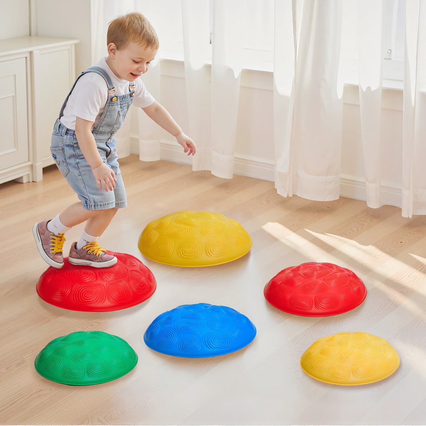 Turtle Balance Stepping Stones, 6 PCS, Up to 100 kg Kids Turtle Jumping Stones Steps Stones, Toddler Obstacle Course Coordination Game Toys Indoor or Outdoor Play for Children Aged 3 4 5 6 7 8+