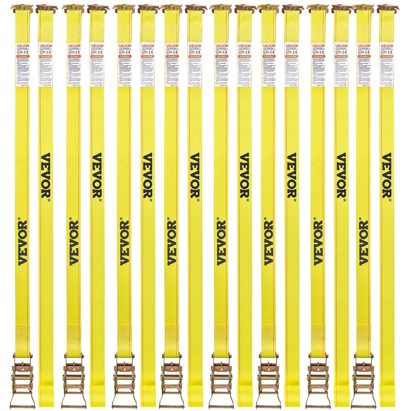 Ratchet Straps, 50.8 mm x 4.6 m, 30 Pack E-Track Tie Down Straps, 1995 kg Break Strength & 662 kg Rated Load, Tie Down Ratcheting for Moving, Trailers, Motorcycles, Kayaks, Car Roof, Yellow