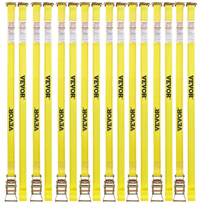 Ratchet Straps, 50.8 mm x 4.6 m, 30 Pack E-Track Tie Down Straps, 1995 kg Break Strength & 662 kg Rated Load, Tie Down Ratcheting for Moving, Trailers, Motorcycles, Kayaks, Car Roof, Yellow