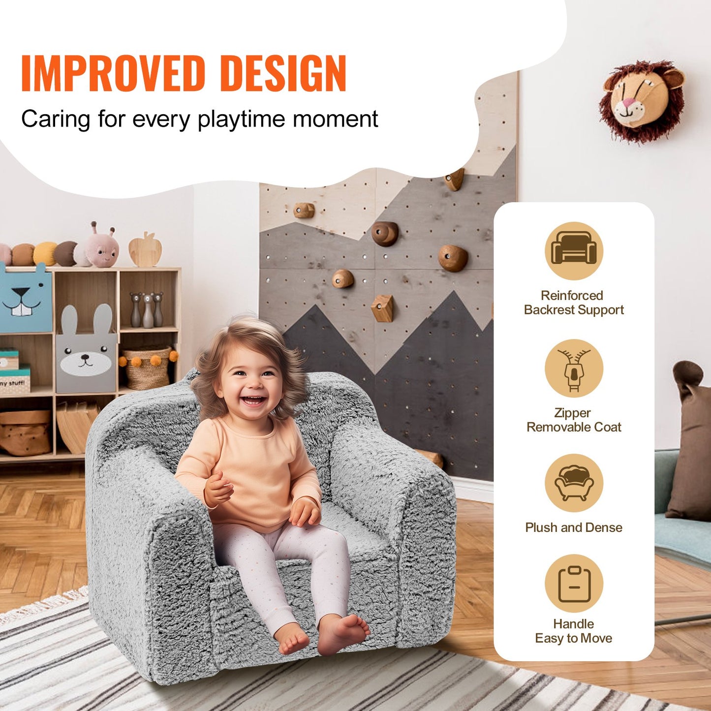VEVOR Kids Armchair, Kids Sofa with High-density 25D Sponge, Snuggly-Soft Toddler