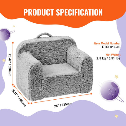 Cozy Toddler Armchair with 25D Sponge & Sherpa Fabric - 20 kg Capacity