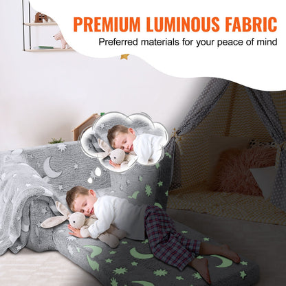 Glow-in-the-Dark Convertible Kids Sofa & Lounger, Soft & Safe Design