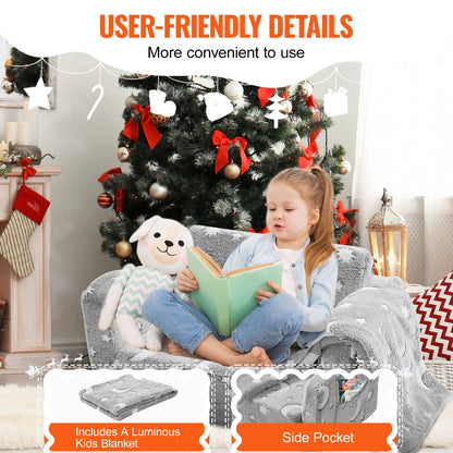 Glow-in-the-Dark Convertible Kids Sofa & Lounger, Soft & Safe Design