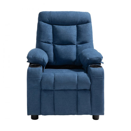 VEVOR Kids Reclining Chair Toddler Recliner with Cup Holders and Pockets (Blue)