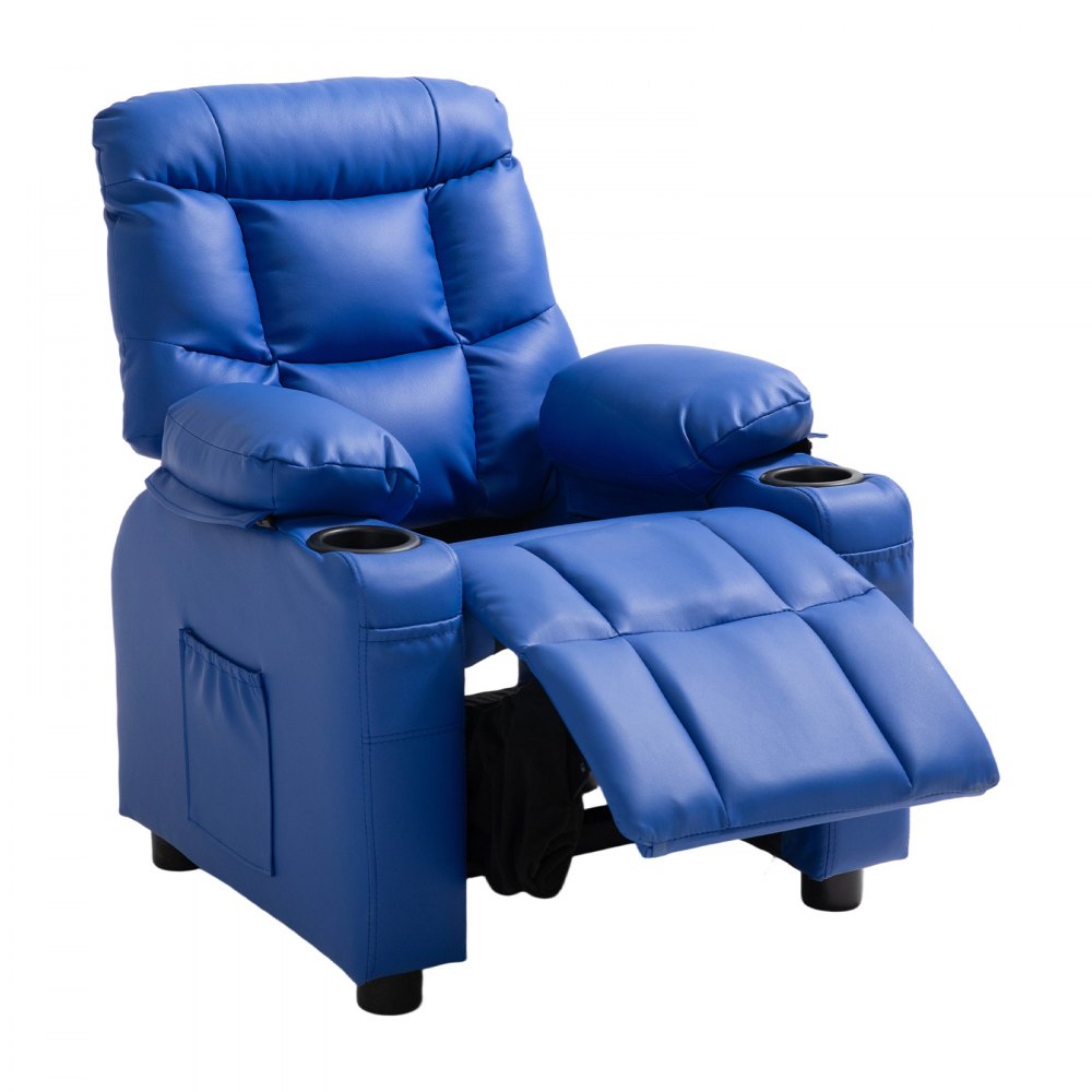 VEVOR Kids Reclining Chair PU Leather Toddler Recliner with Cup Holder & Pocket