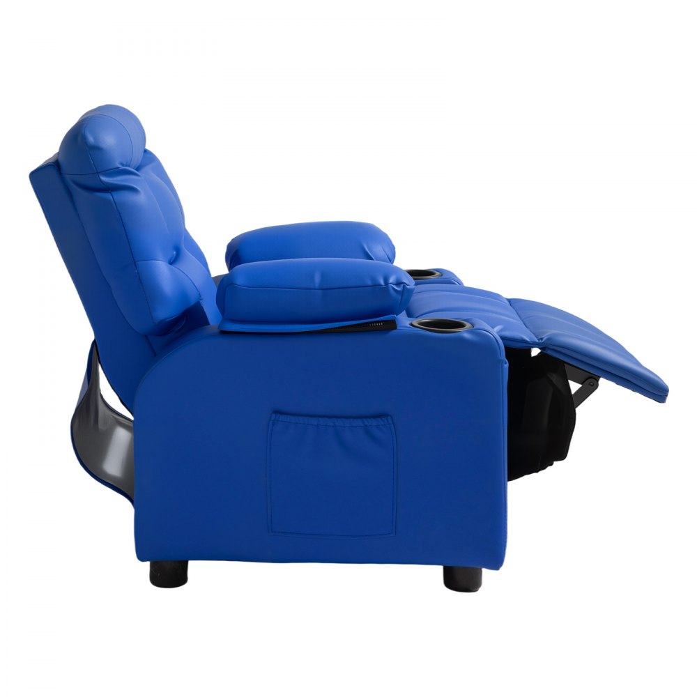 VEVOR Kids Reclining Chair PU Leather Toddler Recliner with Cup Holder & Pocket