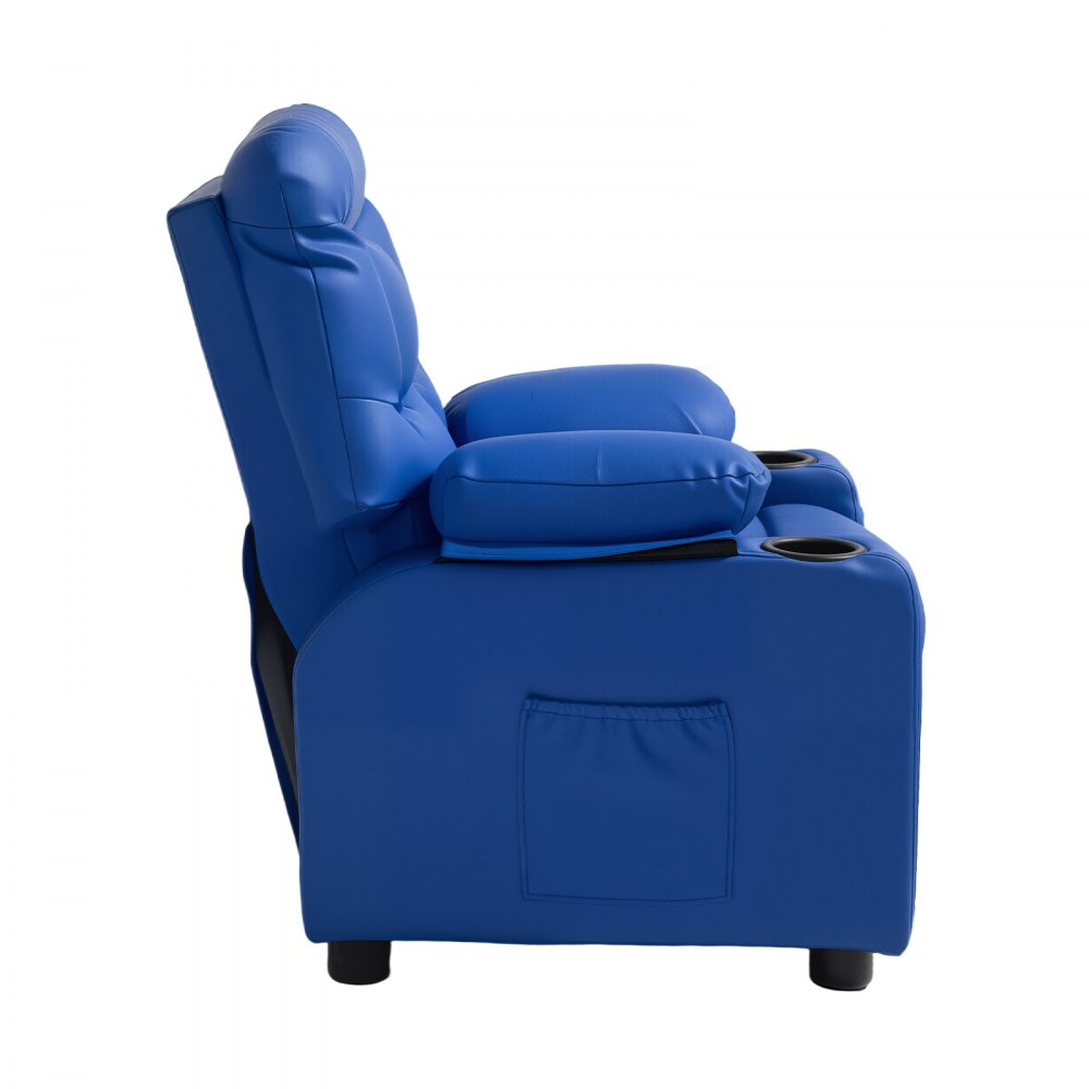 VEVOR Kids Reclining Chair PU Leather Toddler Recliner with Cup Holder & Pocket