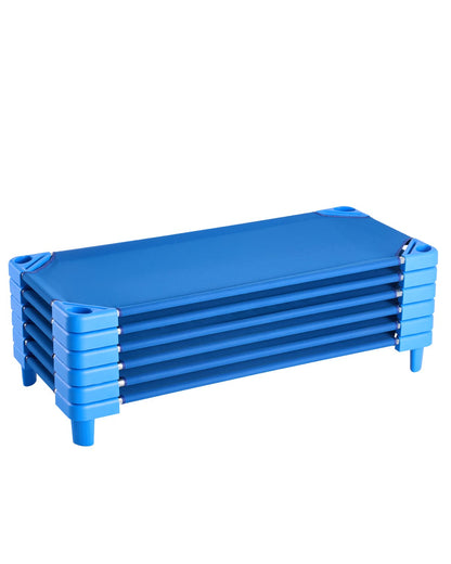 VEVOR Stackable Kiddie Cot 52" x 23" Daycare Nap Cots for Kids Blue (Pack of 6)