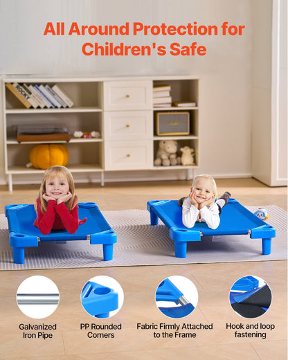 VEVOR Stackable Kiddie Cot 42" x 23" Daycare Nap Cots for Kids Blue (Pack of 6)