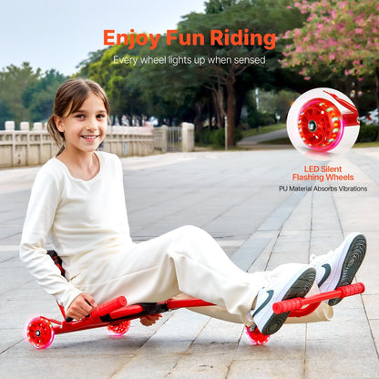 Zig-Zag Motion Drift Cart for Kids 10+ with LED Wheels, Adjustable Length