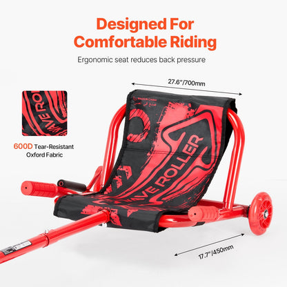 Zig-Zag Motion Drift Cart for Kids 10+ with LED Wheels, Adjustable Length