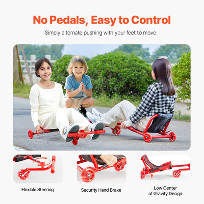 Zig-Zag Motion Drift Cart for Kids 10+ with LED Wheels, Adjustable Length