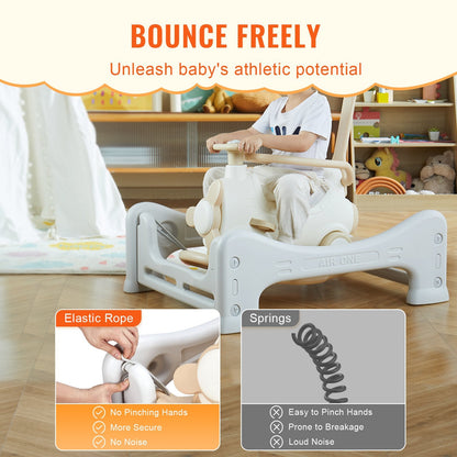 5-in-1 Toddler Rocking Horse with Trampoline & Balance Board, Supports 36kg