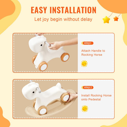 3-in-1 Toddler Rocking Horse with Balance Board & Wheels, 36kg Capacity