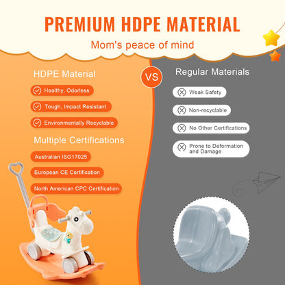 VEVOR 4 in 1 Rocking Horse for Toddlers 1-3 Years, Baby Rocking Horse with Detachable