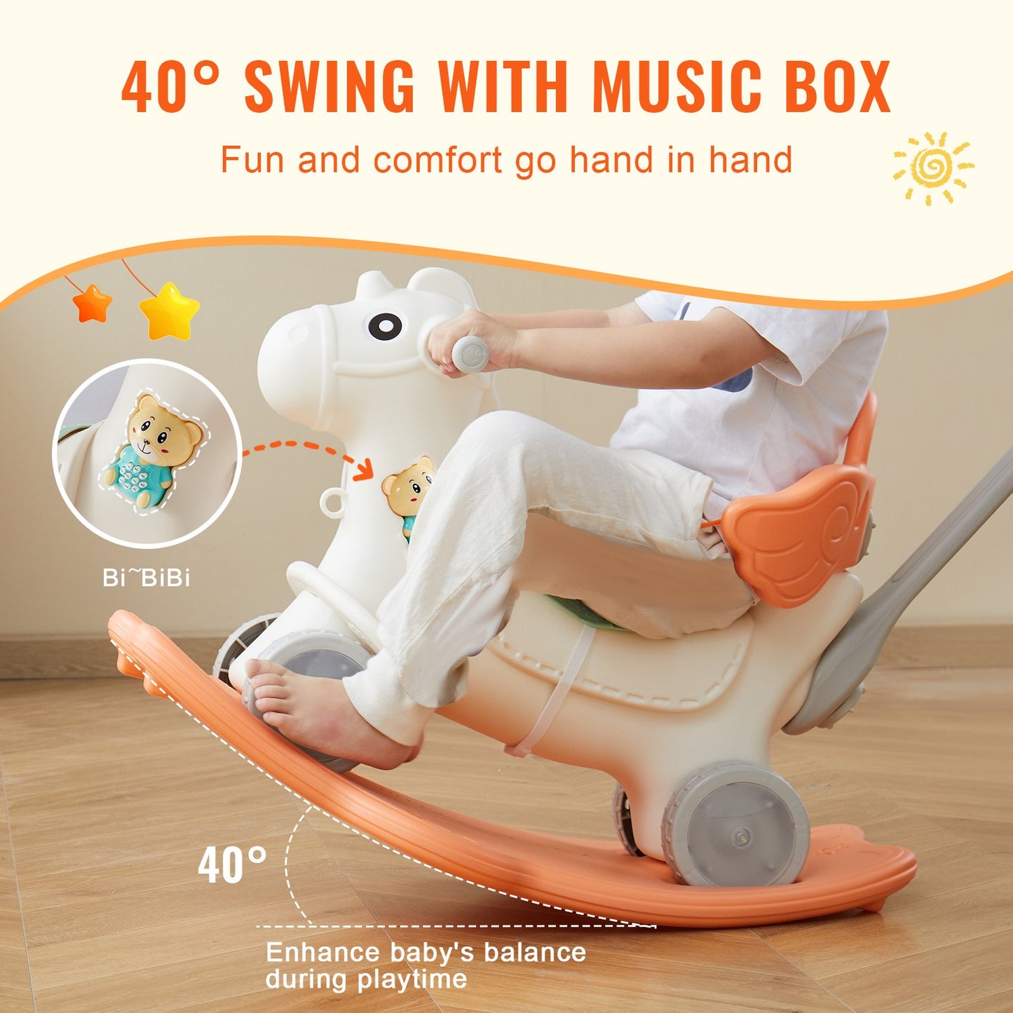 VEVOR 4 in 1 Rocking Horse for Toddlers 1-3 Years, Baby Rocking Horse with Detachable