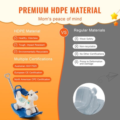 VEVOR 4 in 1 Rocking Horse for Toddlers 1-3 Years, Baby Rocking Horse with Detachable