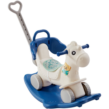 4-in-1 Toddler Rocking Horse with Balance Board & Wheels, Supports 36kg, Blue