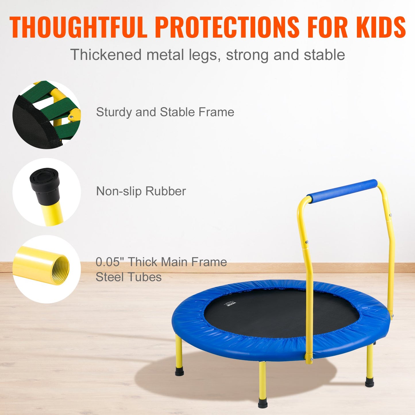 VEVOR 3FT Trampoline for Kids, 92 cm Trampolines Indoor/Outdoor Trampoline for Toddlers,