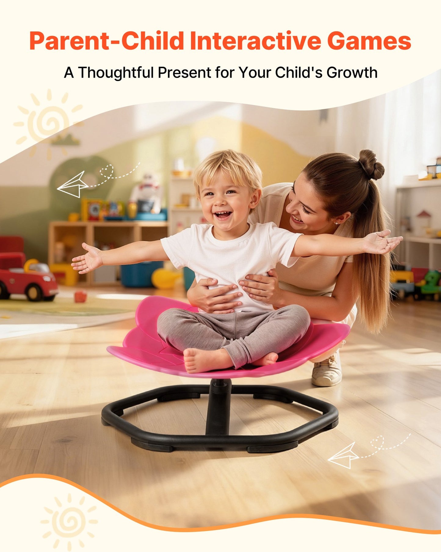Kids Swivel Chair, 220 lbs Capacity, Elephant Shape Sensory Spinning Chair, Autistic Kids Sensory Toy Seat with Non-Slip Metal Base, Toddler Sit & Spin Seat for Coordination Balance Focus, Red