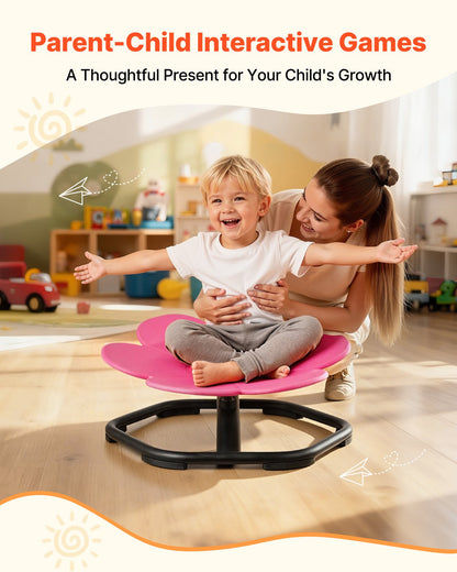 Kids Swivel Chair, 220 lbs Capacity, Flower Shape Sensory Spinning Chair, Autistic Kids Sensory Toy Seat with Non-Slip Metal Base, Toddler Sit & Spin Seat for Coordination Balance Focus, Rose