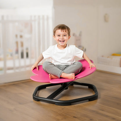 Kids Swivel Chair, 220 lbs Capacity, Flower Shape Sensory Spinning Chair, Autistic Kids Sensory Toy Seat with Non-Slip Metal Base, Toddler Sit & Spin Seat for Coordination Balance Focus, Rose
