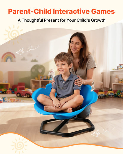Kids Swivel Chair, 220 lbs Capacity, Cylinder Shape Sensory Spinning Chair, Autistic Kids Sensory Toy Seat with Non-Slip Metal Base, Toddler Sit & Spin Seat for Coordination Balance Focus, Blue