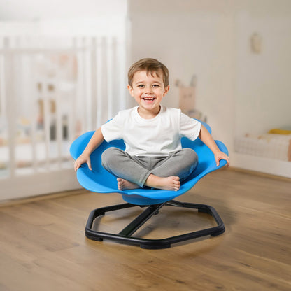 Kids Swivel Chair, 220 lbs Capacity, Cylinder Shape Sensory Spinning Chair, Autistic Kids Sensory Toy Seat with Non-Slip Metal Base, Toddler Sit & Spin Seat for Coordination Balance Focus, Blue