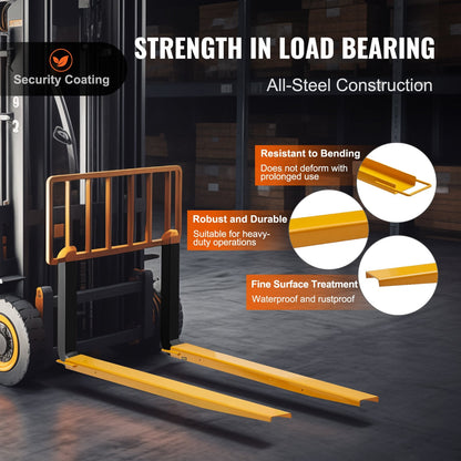 Forklift Extensions 1.52m Length, 15cm Width, 1.815 Tons Capacity, Carbon Steel