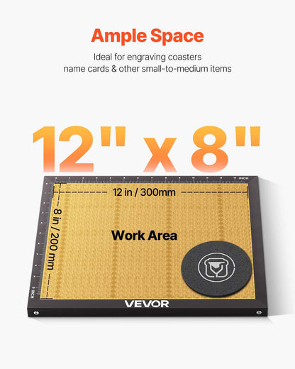 45W CO2 Laser Engraver, 300 x 200 mm, Desktop CO2 Laser Engraver Cutter Machine with Rotary Axis, Air Assist, Engraving Machine Compatible with LightBurn CorelDRAW GRBL, for Wood Acrylic Glass