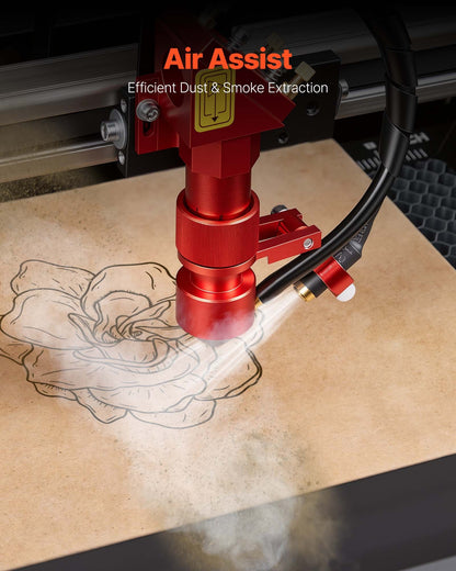 45W CO2 Laser Engraver, 300 x 200 mm, Desktop CO2 Laser Engraver Cutter Machine with Rotary Axis, Air Assist, Engraving Machine Compatible with LightBurn CorelDRAW GRBL, for Wood Acrylic Glass