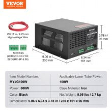 100W CO2 Laser Power Supply for Engravers and Cutters, Easy Installation