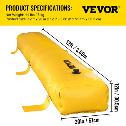 VEVOR Flood Barrier, 12 ft Length x 12 in Height Sandbag Alternative, Water Barrier